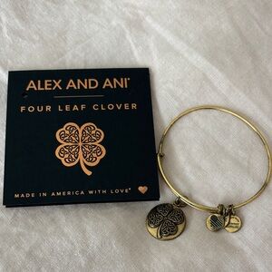 Alex and Ani Gold Clover Charm Bracelet